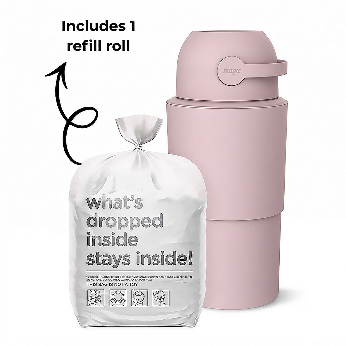 Heka L Nappy Bin - Blush Pink
