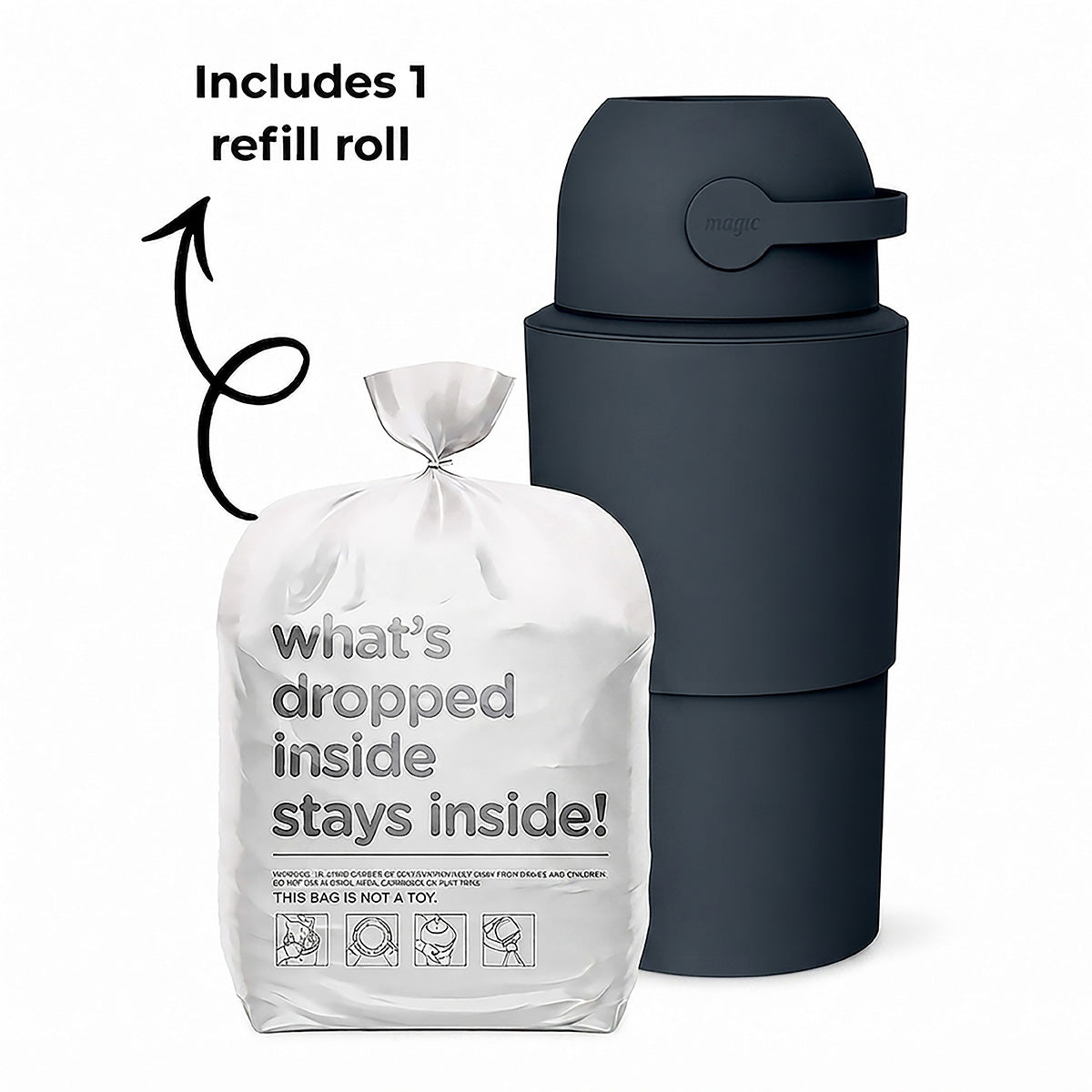 Heka L Nappy Bin - Graphite