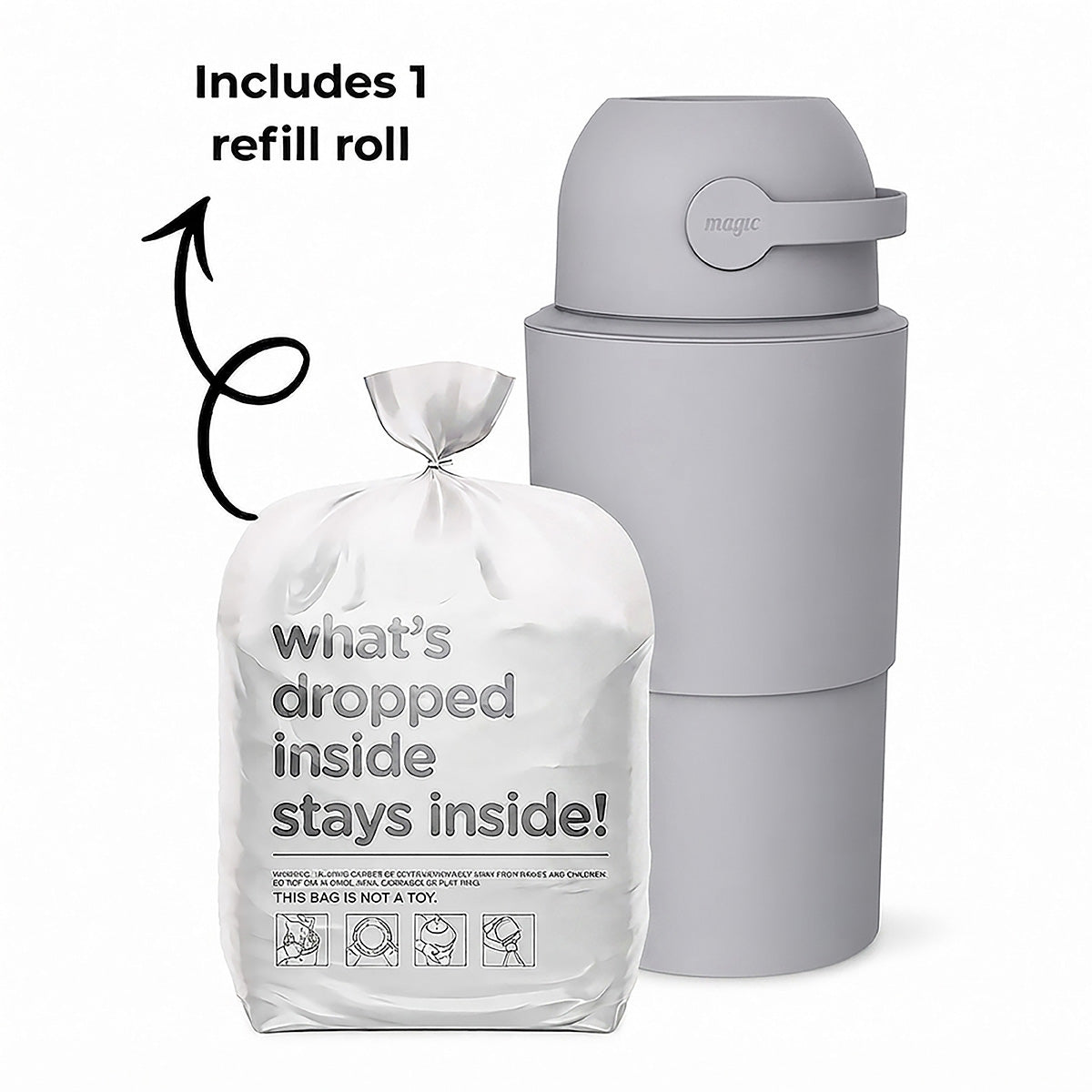 Heka L Nappy Bin - Concrete