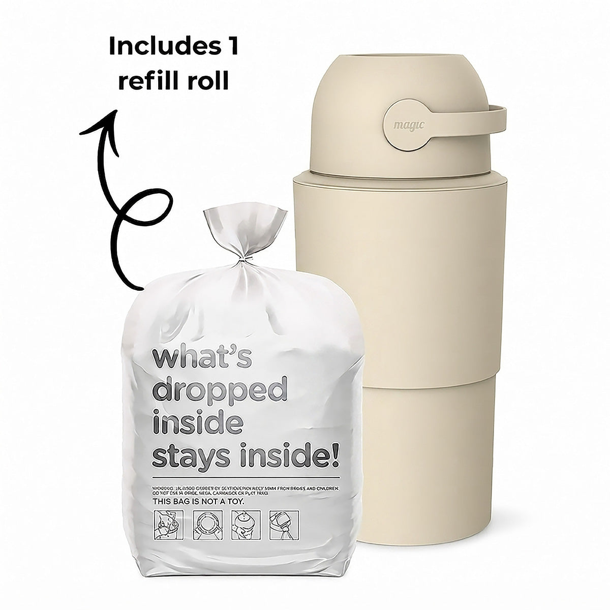 Heka L Nappy Bin - Beige