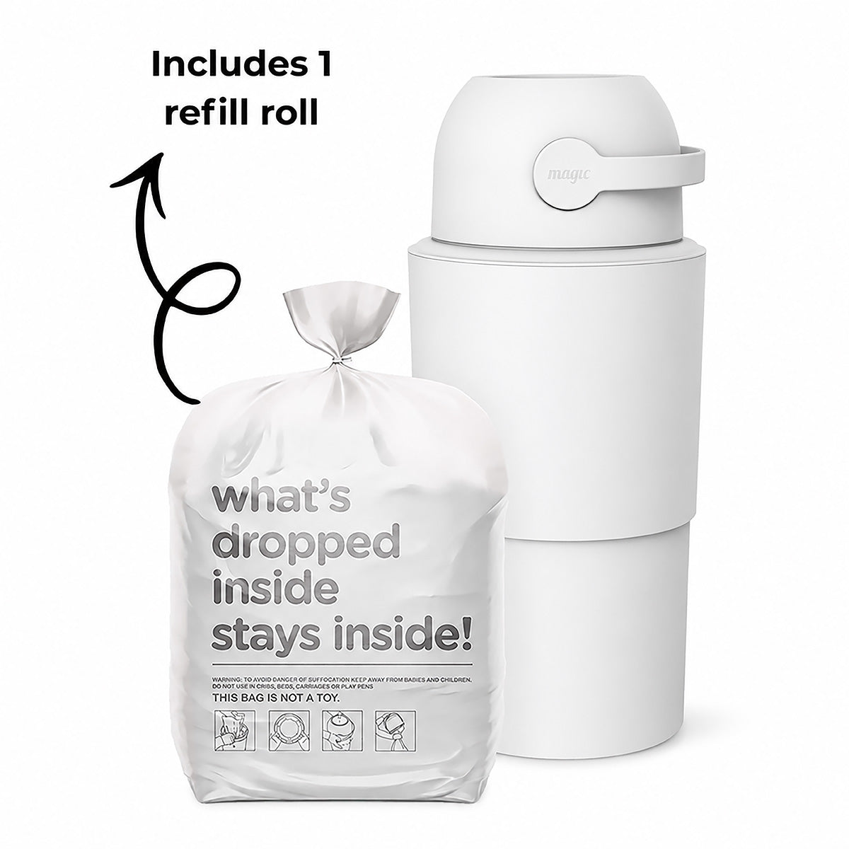 Heka L Nappy Bin - White