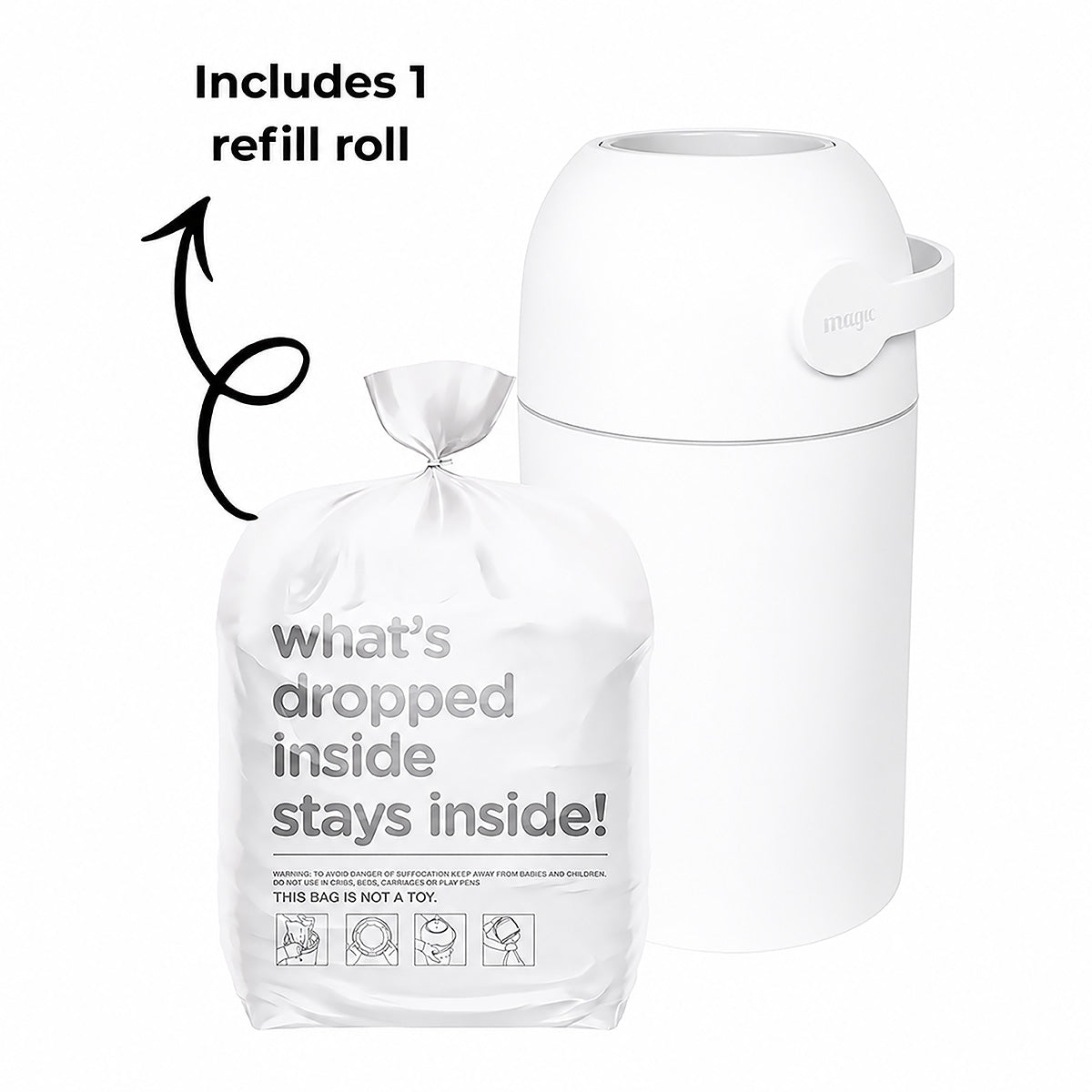 Majestic Nappy Bin - White